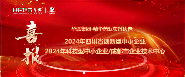 喜报｜华派集团&middot;J9国际站备用药业获得：四川省创新型中小企业/2024年科技型中小企业/成都市企业技术中心 认定